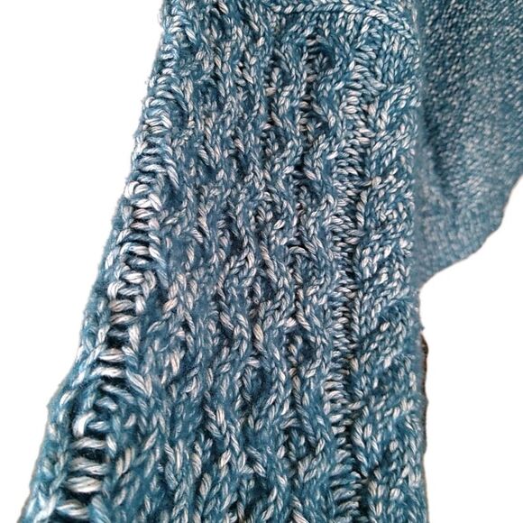 CABI Astral Chunky Cardigan Sweater Oversize Boxy Cable Knit Blue/White Marled M - Picture 5 of 12